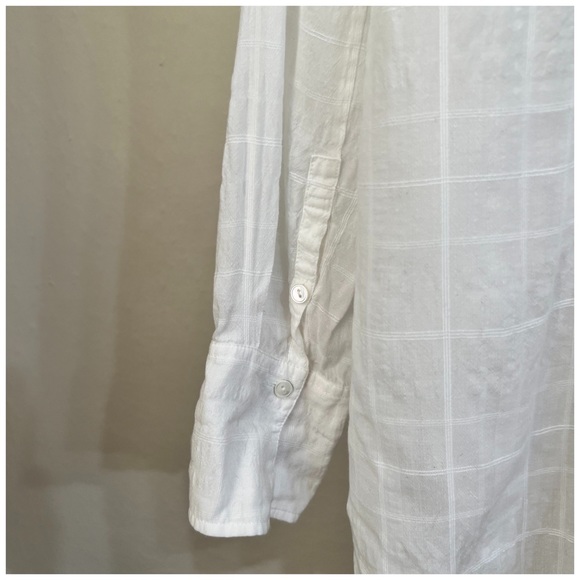 Vince white windowpane shadow plaid long sleeve oversized tunic blouse medium - Picture 8 of 10